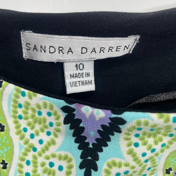 Sandra Darren Women's Blue Green Paisley 3/4 Sleeve Midi Dress Career Sz 10 - Picture 8 of 10